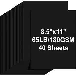 Cardstock 8.5 X 11 40 Sheets Black Card Stock 65lb 180gsm Copy Paper Printer Paper For Art Painting Invitations DIY Cards Craft Construction School & Office Supplies