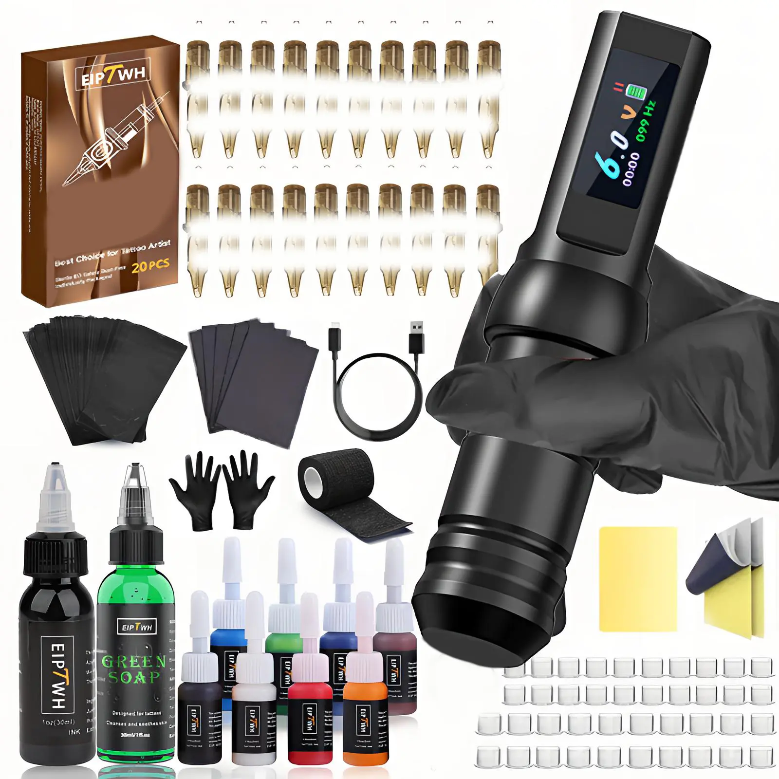 Wireless Rotary Art Pen Kit with 10pcs Fluid Tips - Professional Complete Starter Power Tool Accessory, Cool DIY Gift for Men, Sunscreen-Infused Gadget