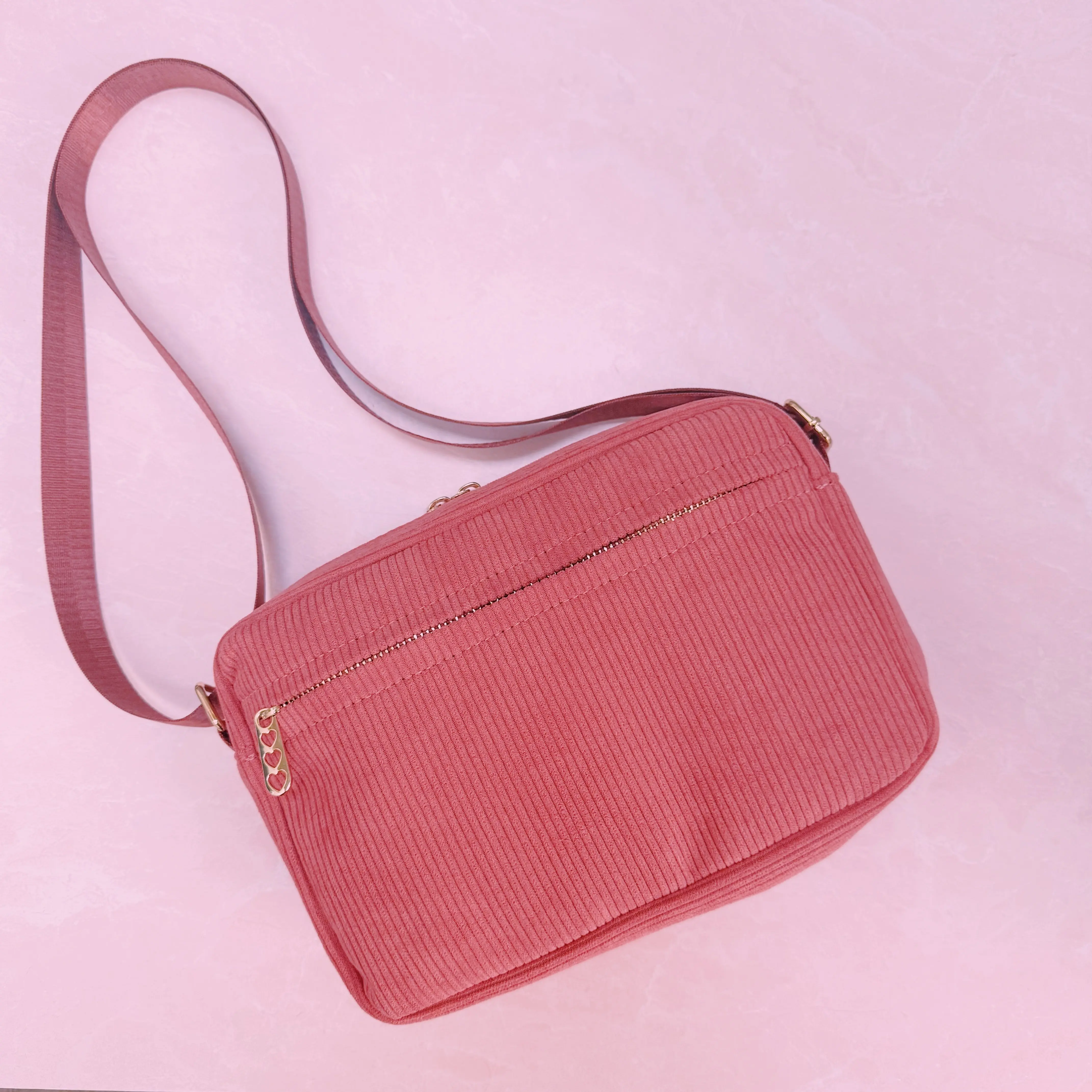 Hot Pink Corduroy Side Bag