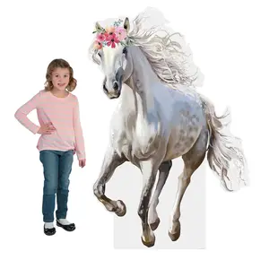 54" White Horse with Floral Crown Cardboard Cutout Stand-Up