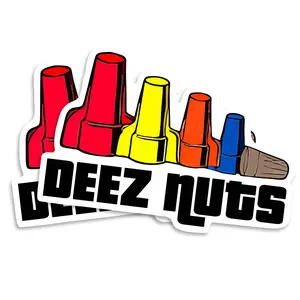 Deez Nuts Stickers Funny Electrical Joke Colorful Hard Hat Toolbox Decals Sarcastic Meme Gag Gift 5 Inch 2 Pack PLS0034