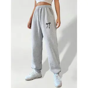 Casual Sweatpants Printed Loose Fit Wide-leg  Gray Jogger  Fleece Lined Pockets print Comfortable Indoor & Exercise Wear for Girls & Teens Size 8-16 Years KB2718 sweatshirt Girls' Graphic Print Hoodie sequins pants sunburst beauty page ants granola outfit