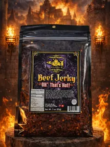 The Armored Kingdom "OH" That's Hot! Beef Jerky Snack - 3.5oz Spicy Protein Snack with Cayenne Pepper & Teriyaki Sauce - U.S.A. Inspected & Passed by USDA Dried Savory Meat