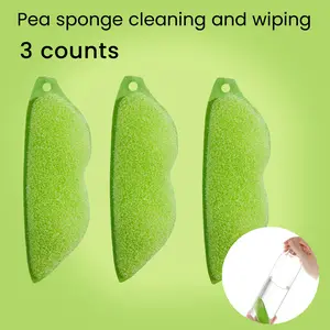 3 Counts Green Magic Beans Bottle Cleaner, Reusable Heat-Resistant Sponge for Small Mouth Bottles, Internal Cleaning Tool