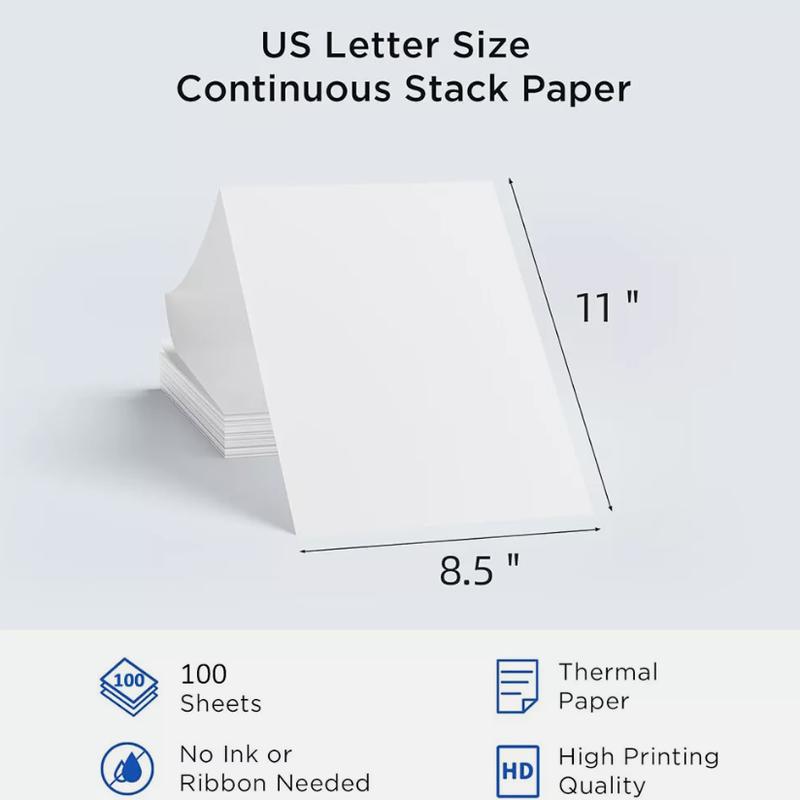 100-1000 Sheets Thermal Printer Paper 8.5" x 11" US Letter Size Thermal Paper