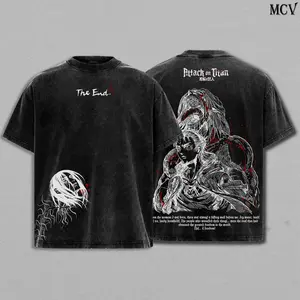 Eren Yeager "The Rumbling" Double Printed Tee – Attack On Titan Vintage Washed Heavy Cotton T-Shirt, Retro Unisex Streetwear Graphic Top