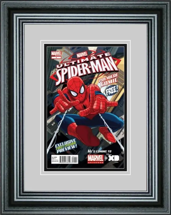212 MAIN Single Comic Book Picture Frame - Premium Moulding, Real Glass, Double Matte Mount for Nursery Wall Art Display Decoration, High-Quality Baby & Maternity Wall Decor Frame