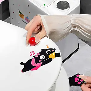 Cat Pattern Toilet Seat Lifter, 1 Pack Cute Silicone Toilets Lid Lifter, Toilet Handle Tabs Can Avoid Touching the Toilets, Toilet Accessories Tool for Home Bathroom, Office, Hotel