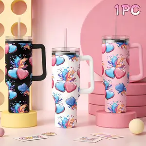 40oz Y2K Heart Cup | Insulated Stainless Steel Tumbler with Handle | Fits Car Cup Holder | Perfect for Office, Gym & Commute | Water Bottles