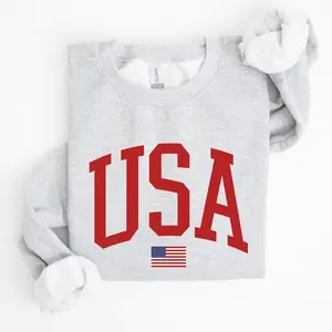 USA Flag, Red, America, Patriotic, 4th of July Sweatshirt, Women's Crew Neck, Crewneck