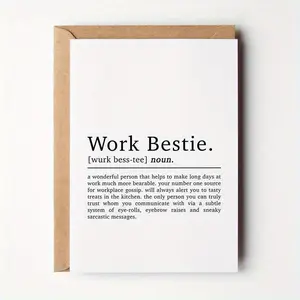 Work Bestie Definition Card Goodbye Coworker Colleague Friendship Leaving Cards For Best Friends Greeting Card