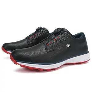 Thestron 577 Men's Golf Shoes - Sport Casual Shoes with Red Sole and Black Upper for Comfort and Style