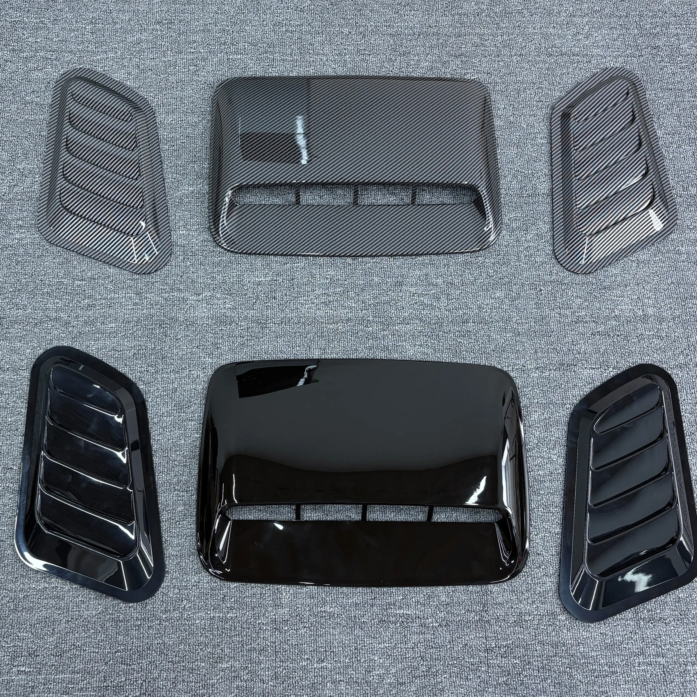 Car Engine Hood Vent Decorative Set, 3-Piece Car Head Cover Leaf Board Fake Vent Side Wing Body Sticker, Automotive Accessories, Car Accessory, Stickers For Cars, Car Decorations