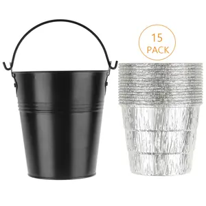15-Pack Liners & Replacement Traeger HDW152 Drip Grease Bucket for Traeger 20/22/34, Pit Boss, etc Pellets Smoke (Black 15) wood pellets