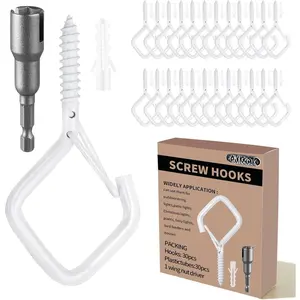 30 count White Eye Hooks Screw Heavy Duty,Ceiling Hooks for  ,String Lights,Cup,Wind Chime,Bird Feeders.  Hanger Indoor&Outdoor