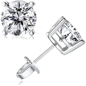 Fansilver synthetic Moissanite Stud Earrings, Screw Back Earring synthetic Moissanite Earrings Studs for Women Men 0.6ct-3.0ct  synthetic moissanite earrings unisex earring