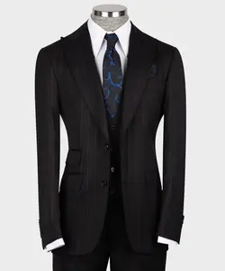 Men's Tailored black and red pinstripe suit
