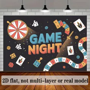 2D Flat, 2D Flat Banner, 1pc, Game Night Background Decoration Background Photo Props, Large Size Polyester Wall Hanging Cloth, Living Room Bedroom Office Home Room Party Decoration Live Broadcast Background Cloth,