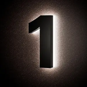 5 Inch Backlit Numbers for Outside, Stainless, LED Illuminated Home Address Number, Lighted Address for Houses, Restaurant, Waterproof
