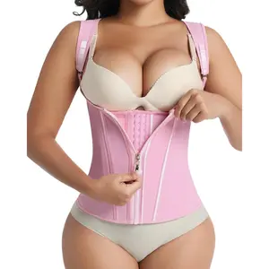 POP CLOSETS Waist Trainer for Women Apricot Basic Minimalist Faja Body Shaper Corset for Tummy Control Workouts Shapewear Compression Apricot