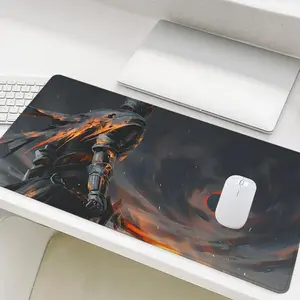 Dark Warrior Pattern Mouse Pad, Rectangle Gaming Mouse Pad, Non-Slip Rubber Base Stitched Edge Desk Pad for Laptop Desktop, Gaming Mousepad