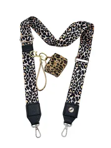 Women's Leopard Print Shoulder Strap, Adjustable Detachable Wide Strap, Mini Bag Included, Fashionable Portable Phone Belt