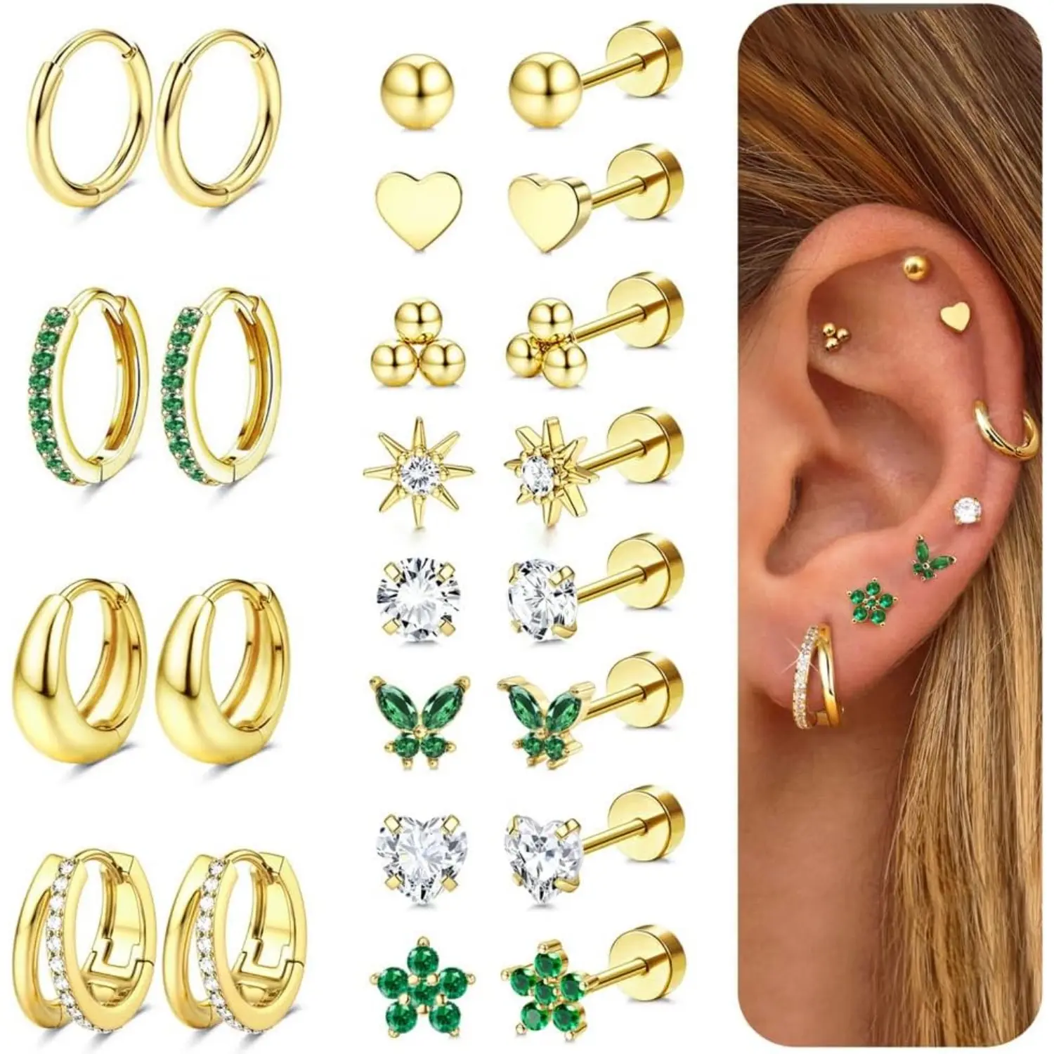 Gold Plated-Green CZ
