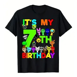 Sprunki Birthday T-shirt It'S My Birthday Sprunki Boys T-Shirt for Kids Fashion Casual Summer Tee Short Sleeve,Birthday Gift,Children's Day Gift