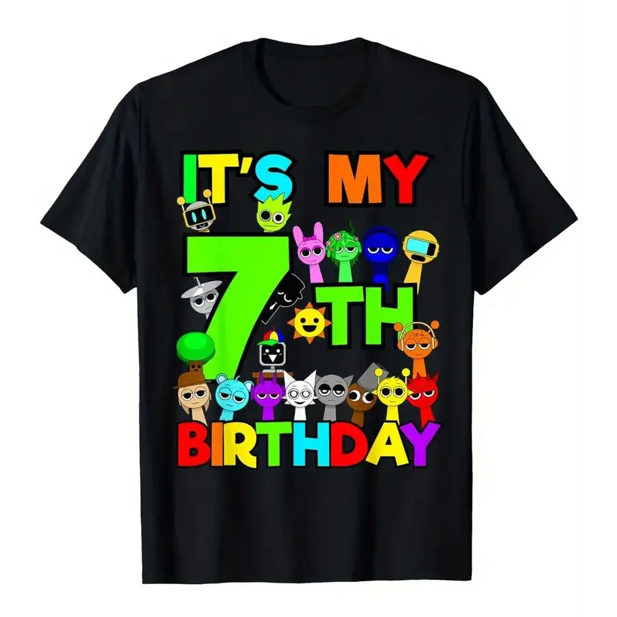 Sprunki Birthday T-shirt It'S My Birthday Sprunki Boys T-Shirt for Kids Fashion Casual Summer Tee Short Sleeve,Birthday Gift,Children's Day Gift