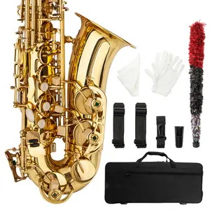Flower Dance Stylish Mid-range Alto Drop E Lacquered Golden Saxophone Painted Golden Tube with Carve Patterns High-Quality Brass Musical Instrument for Jazz Rock & Classical Forms