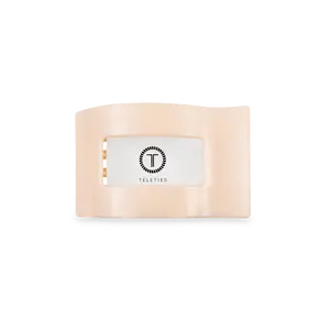 TELETIES - Almond Beige Small Flat Rectangle Hair Clip - Lay Flat, Strong Grip, Nearly Unbreakable
