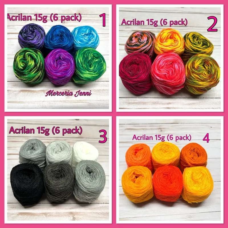 Acrilan 3 Hebras 15g/0.5 oz per ball (6 pack) 90g/3.1oz total per pack - embroidery thread 3 ply - Estambre