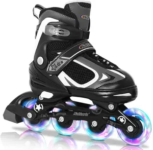 Blade Roller Skates for Boys with Light Up Wheel, Outdoor & Indoor Illuminating Black Inline Skates for Boys Little Kids Toddler Ages 5-8 4 5 6, Beginners