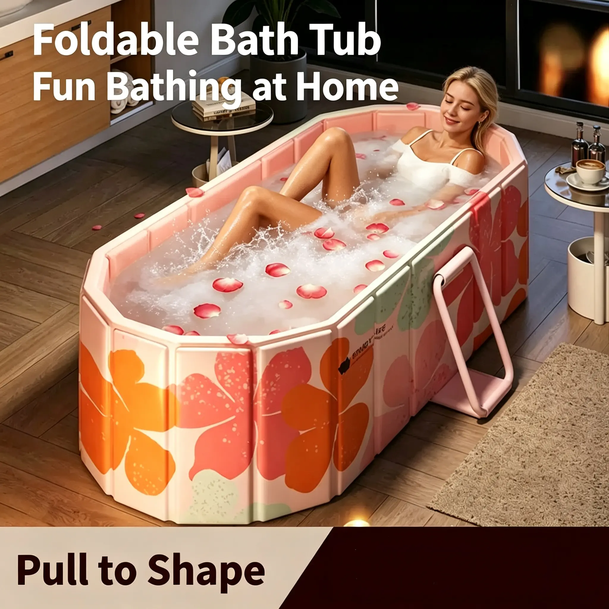 Adult 3.0 Upgrade Thickened Foldable Bathtub, 1.5M Oversized Freestanding Home Spa Tub, Space-Saving, Easy-Storage, Durable for Small Bathrooms & Camping Hiking Personal Care