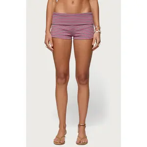 Edikted Women's Monikah Striped Foldover Micro Shorts