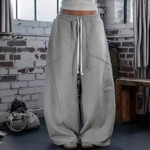 Unisex Retro Wide-Leg Sweatpants, High Waist Streetwear Loungewear with Adjustable Drawstring and Pockets, Comfy Pants for Home & Outdoor, Streetwear Clothing, Sweats, Men's Baggy Sweatpants, Men’s Clothes, Sweatpants For Women, Loose Fit