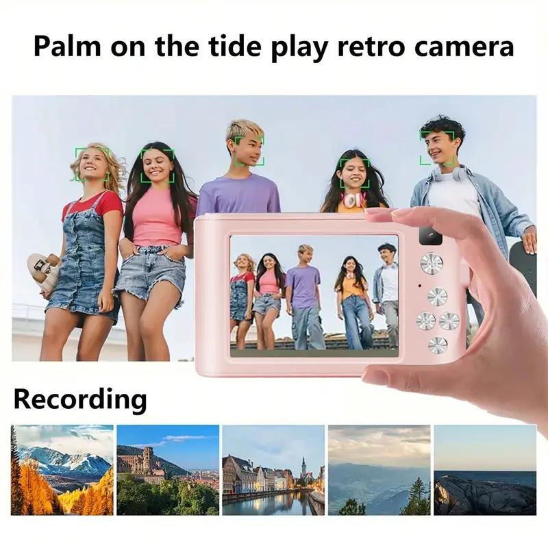 Digital Camera for Photography Vlogging Video Camera with 2.4'' Screen 64GB SD Card Point, Shoot Compact Travel Vintage Cameras excellent gift for Birthday and Back-to-School Gift, Christmas Gift