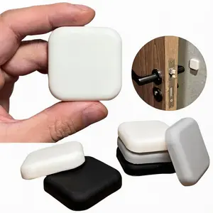 Door Stoppers Wall Protectors (6 Pack)- 1.77''  Door Knob Guard Wall Shield - Adhesive Door Handle Bumper for  & Office Walls - White, Gray, Black