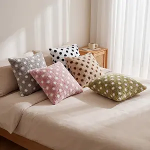 Touch These Dots! Aesthetic 3D Grain Plush Pillowcase, Soft Vintage Polka Dot Cushion Cover, Y2K & Nordic Room Decor Gift, Home Textile