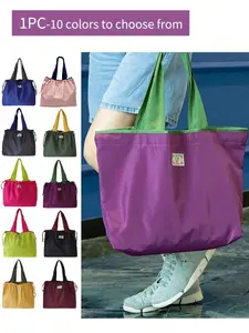 1PC Drawstring Eco-Friendly, Foldable Reusable Waterproof Supermarket Shopping Bag, Portable Lightweight Tote Bag, Large Capacity Durable for Travel, Gym, Grocery Shopping, Reusable Shopping Bags