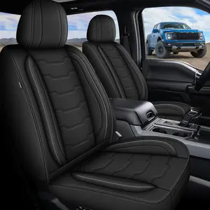 Seat Covers for Ford F150 2009-2025 2026, F250 F350 F450 2017-2025 2026 Super Duty Pickup Truck, 5 Seat Faux Leather PU Leather Breathable Anti-Slip Wear Resistant Full Coverage Airbag Compatible Seat Cushion Protector Truck Interior Accessories summervib