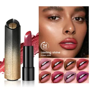 Pearl Gloss Lipstick Waterproof Long-Lasting Fine Sparkle Lip Gloss, Shimmering Neon Gold Flash Lipstick, Vibrant Shine Lip Color