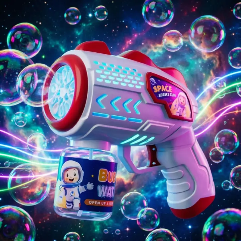 Rocket-Shape Electric Bubble Machine, Handheld Multi-Hole Auto Air Cannon Blaster Toy for Kids Ages 4-8, Portable Colorful Summer Party Favors Gifts, Outdoor Backyard Camping Essentials Machine for Kids play bazooka bath gun sohochic automatic blower toy