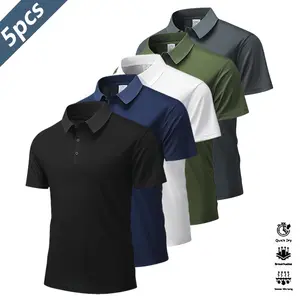 Men's Quick Dry Polo Shirts Pack of 5 Casual Short Sleeve Golf Tennis Shirts Solid Color Minimalist Comfortable Equestrian Wear for Parties Vacations Travel