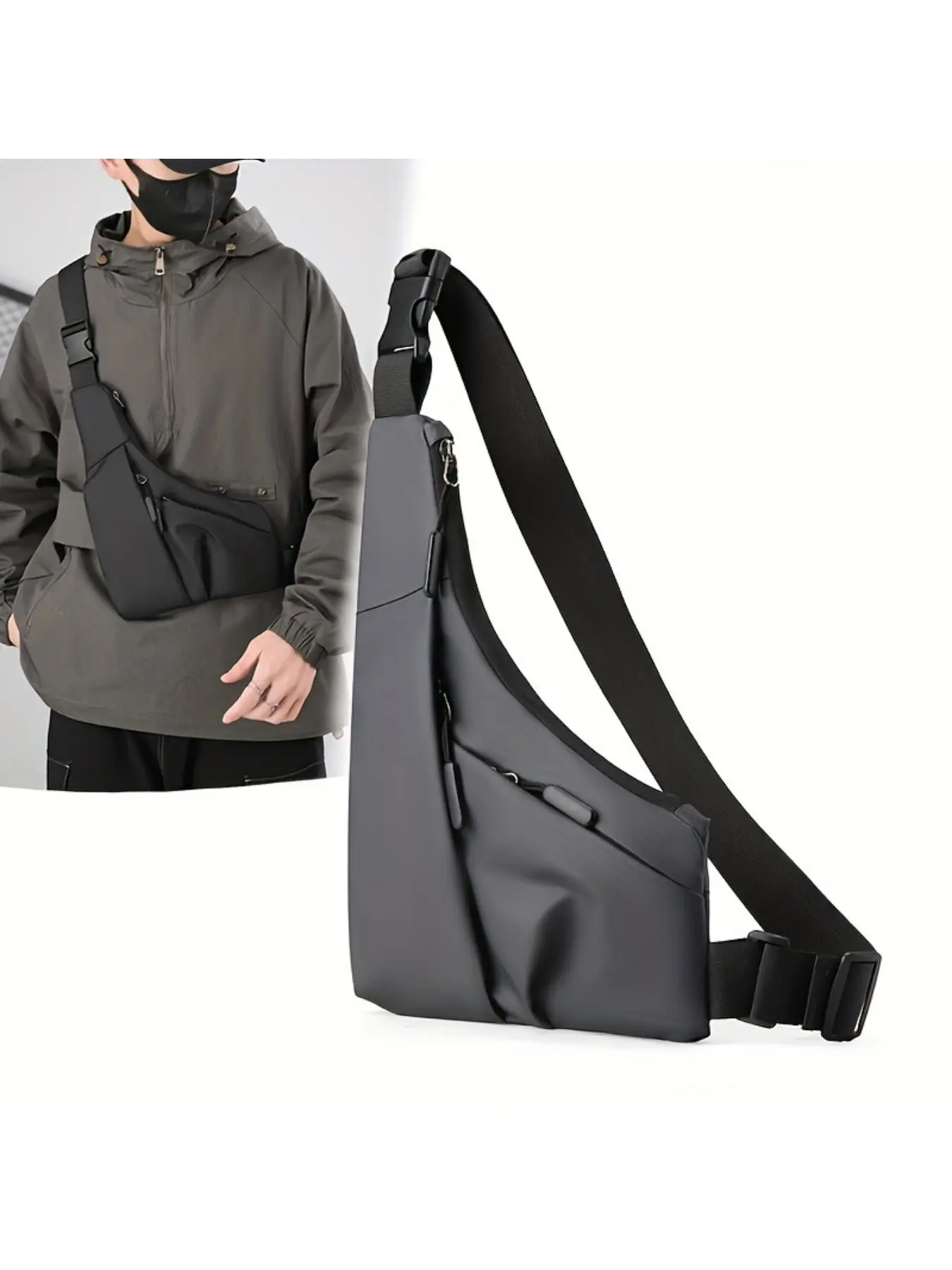 Men's Chest Bag, New Trendy Shoulder Bag, Fashion Triangle Bag, Casual Versatile Chest Bag, Multi-Functional Messenger Bag, Minimalist Chest Bag