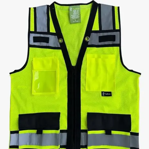 Superintendent Vest [SV815] Mesh ANSI/ISEA Class 3 Type R Hi Vis Jacket Vest, Safety Gear, Construction Gear, Zipper-Closure, iPad-Compatible, Reflective Back Pocket, Chalecos Reflectantes De Seguridad,Safety Equipment
