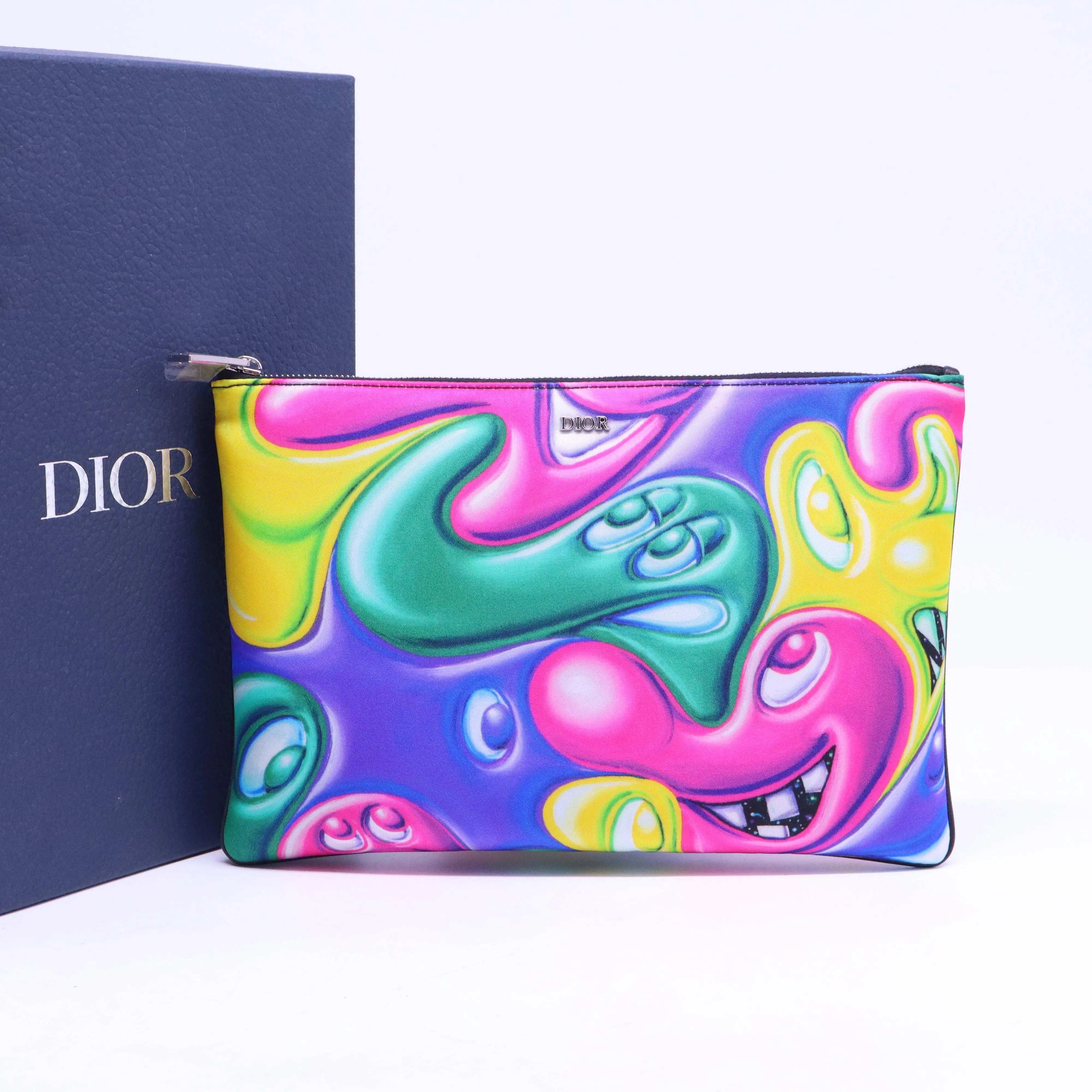 Pre-owned Dior Canvas Small Leather Goods x Kenny Scharf Pouch Bag W20717