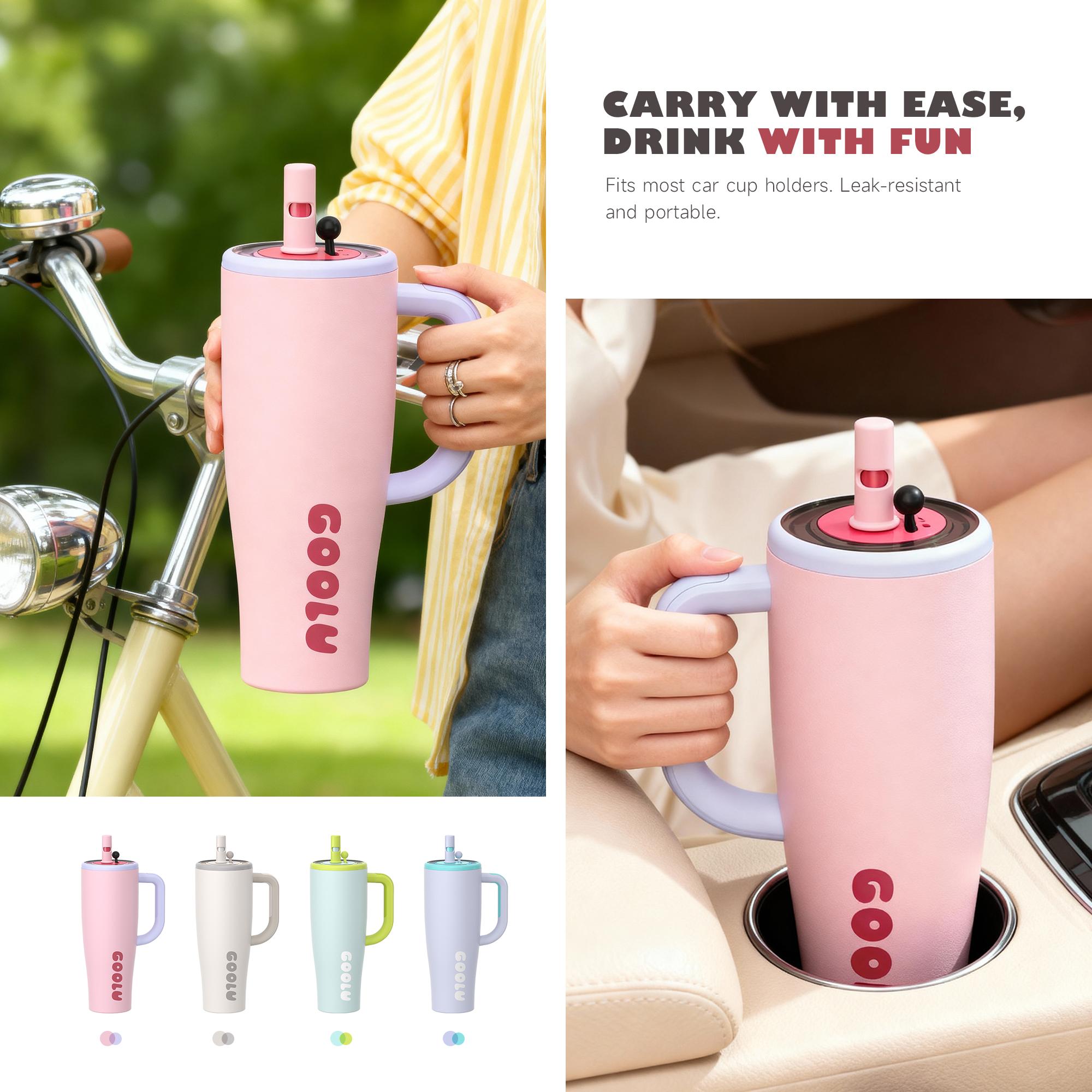 Brand Goolu 40 oz QA1 Tumbler with Handle and Straw Lid, Insulated Stainless Steel Travel Mug for Women and men, Spill-Proof Cup