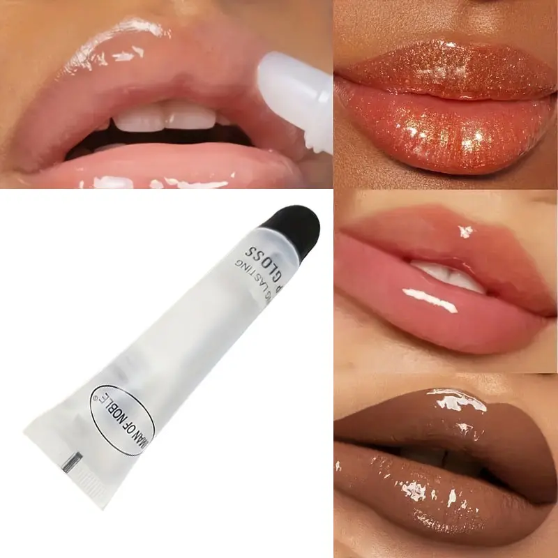 18ML Transparent Hose Hydrating Lip Oil, Lip Treatment Oil, Lip Moisturizer, Lip Balm, Moisturizes and locks in moisture for shiny lips, fades lip lines and prevents chapping, suitable for daily touch-ups and nighttime repair, Hydrating Repairing Lip