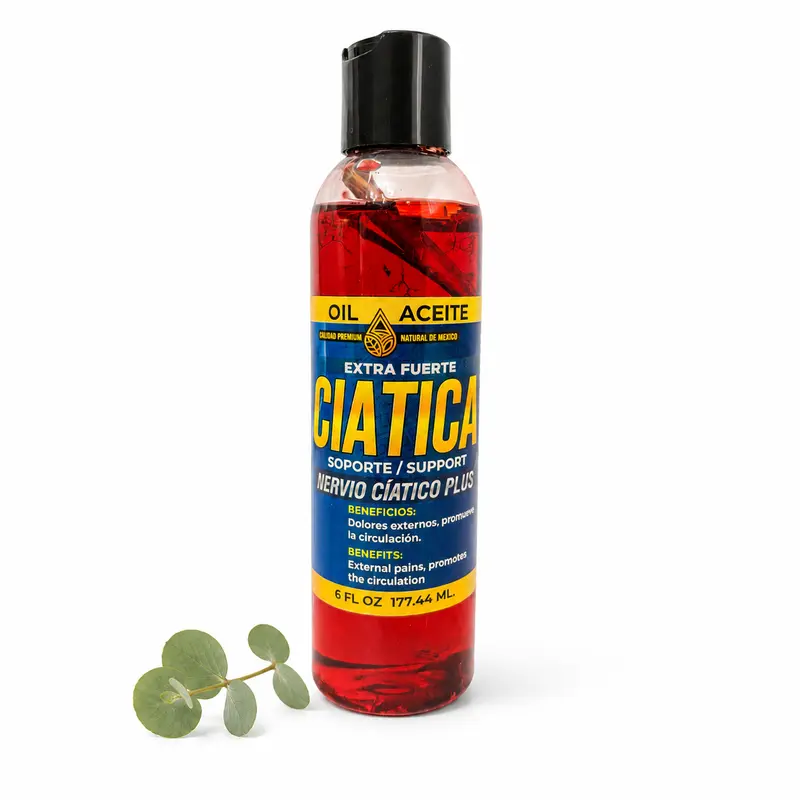 Extra Strength Sciatic Nerve Oil, Topical Body Oil, Liquid Texture, Easy Application, Single-Container Presentation, Made in Mexico, For External Use Only